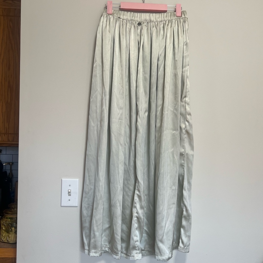 Metallic looking skirt w/ slit in front